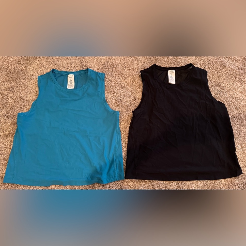 Athleta Crop Women's Sleeveless Tops - Small, Blue and Black
